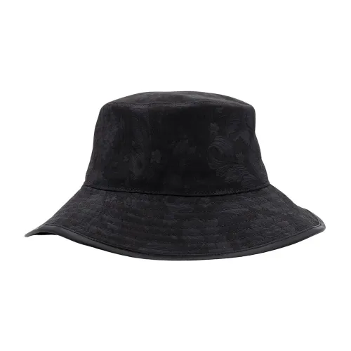 Versace , Black Barocco Motif Hats Caps ,Black male, Sizes: