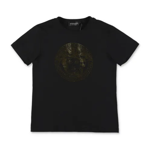 Versace , Black Cotton Jersey T-Shirt ,Black female, Sizes: