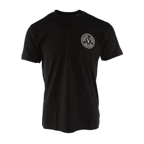 Versace , Black Cotton T-shirt Art 74gaht06 ,Black male, Sizes: