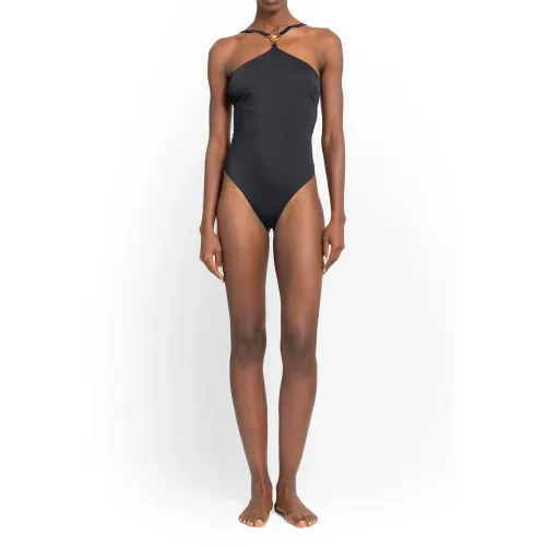 Versace , Black Crossed Strap Swimsuit ,Black female, Sizes: