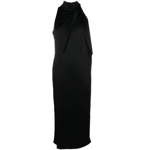 Versace , Black Draped Sleeveless Dress ,Black female, Sizes: