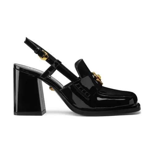 Versace , Black Heeled Sandals with Crystal Embellishments ,Black female, Sizes: