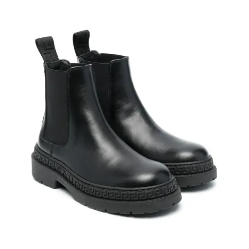 Versace , Black Kids Boots with Greca Pattern ,Black male, Sizes: