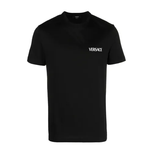 Versace , Black Logo Print T-shirt by Versace ,Black male, Sizes: