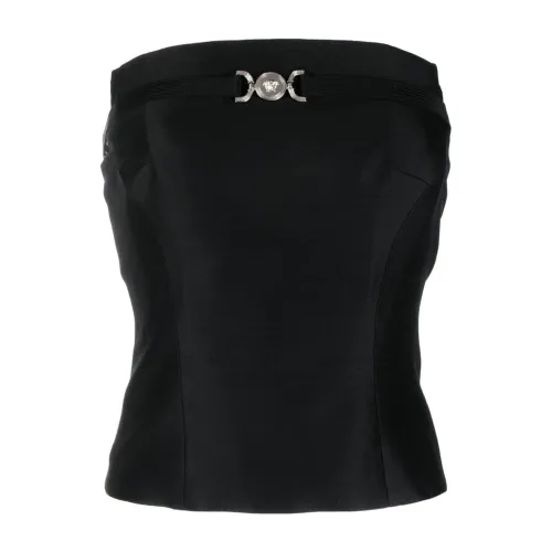 Versace , Black Medusa 95 Wool-Blend Top ,Black female, Sizes: