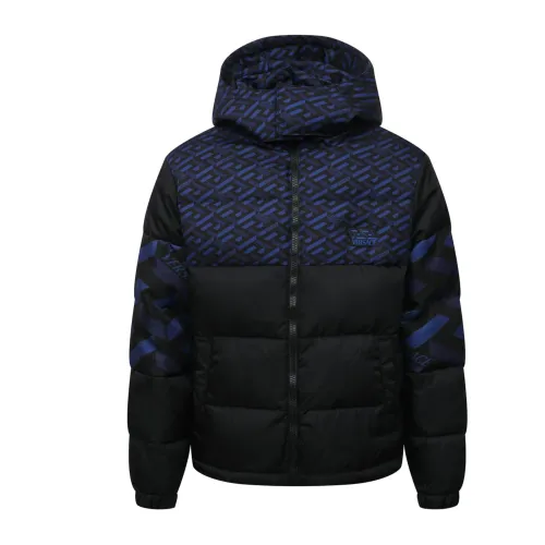 Versace , Black Padded Jacket with Detachable Hood ,Black male, Sizes: