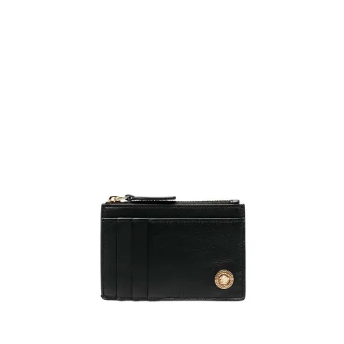 Versace , Black Wallet with Zip Card Case ,Black male, Sizes: ONE SIZE
