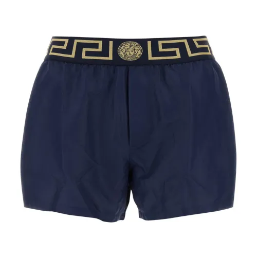 Versace , Blue Polyester Swim Shorts ,Blue male, Sizes: