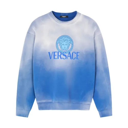 Versace , Blue Sweater with Medusa Motif ,Blue male, Sizes: