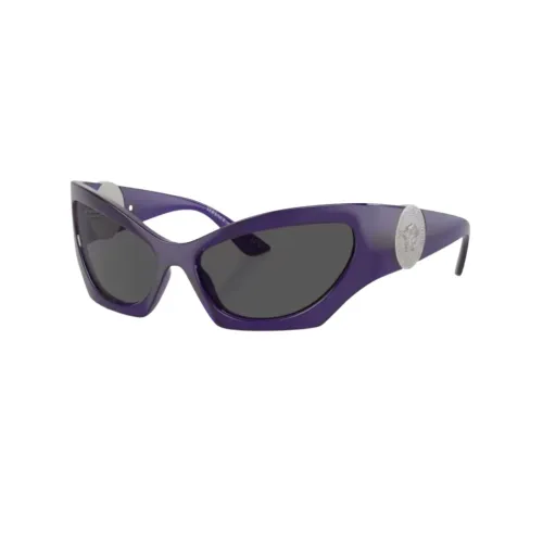 Versace , Bold Wpap-Around #39;0Ve4450#39; Sunglasses /Transparent violet ,Purple unisex, Sizes: ONE
