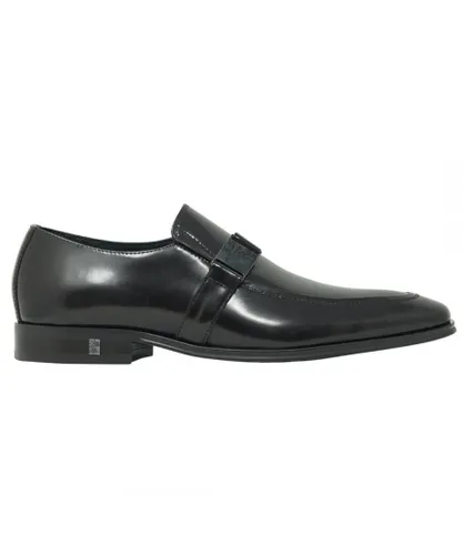 Versace Collection Mens Buckle Logo Leather Brown Shoes