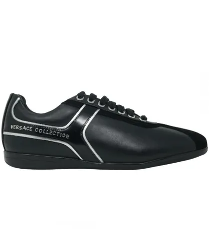 Versace Collection Mens Logo Low Cut Black Sneakers Leather