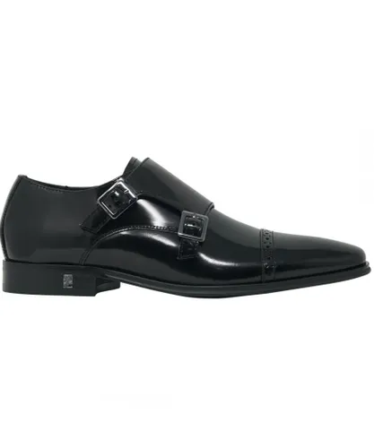 Versace Collection Mens Monk Leather Black Shoes