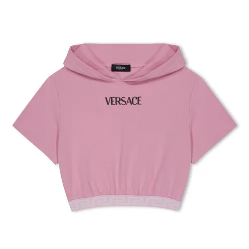 VERSACE Cropped Logo Hoodie Junior Girls - Pink