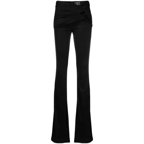 Versace , Dua Lipa Flared Trousers with Cut-Outs and Knots ,Black female, Sizes: