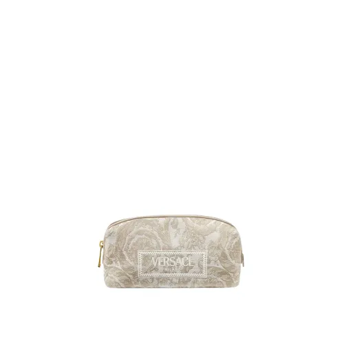 Versace , Embroidered Jacquard Barocco Pouch ,Beige female, Sizes: ONE SIZE