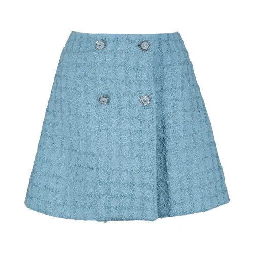 Versace , Flared Tweed Mini Skirt ,Blue female, Sizes: