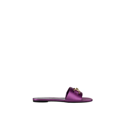 Versace , Flat Satin Medusa Sandals ,Purple female, Sizes: