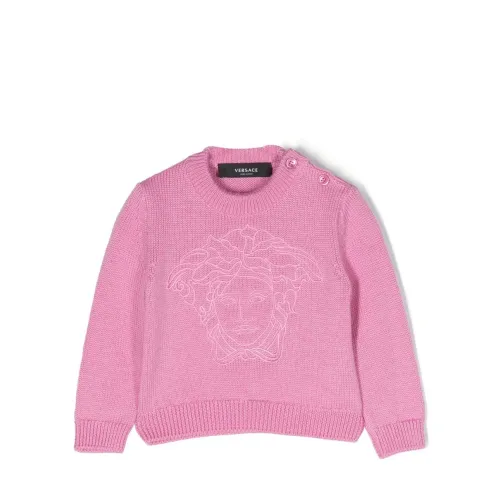 Versace , Girls Clothing Knitwear Pink Aw22 ,Pink female, Sizes: