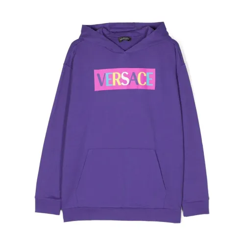 Versace , Girl's Clothing Sweatshirts Purple Aw22 ,Purple female, Sizes: