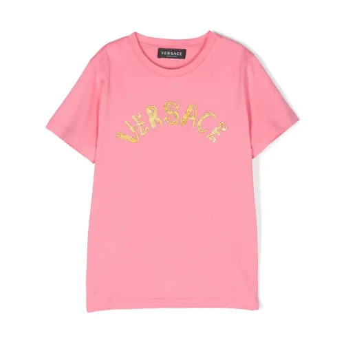Versace , Girl's Clothing T-Shirts & Polos Pink Aw22 ,Pink female, Sizes: