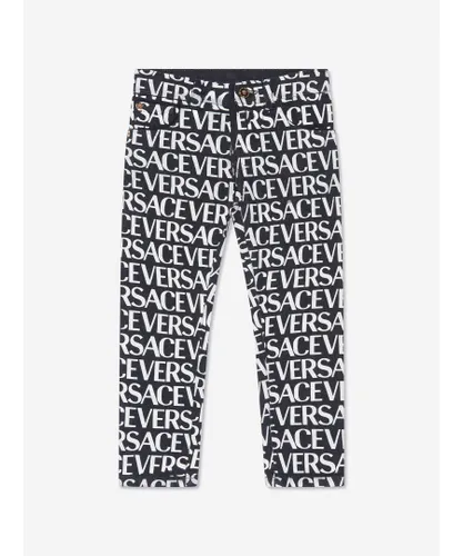 Versace Girls Logo Denim Jeans - Black