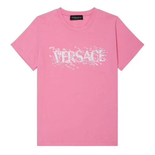 VERSACE Girl'S Logo Print T Shirt - Pink