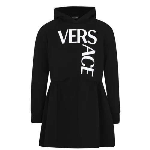 VERSACE Girl'S Split Logo Dress - Black