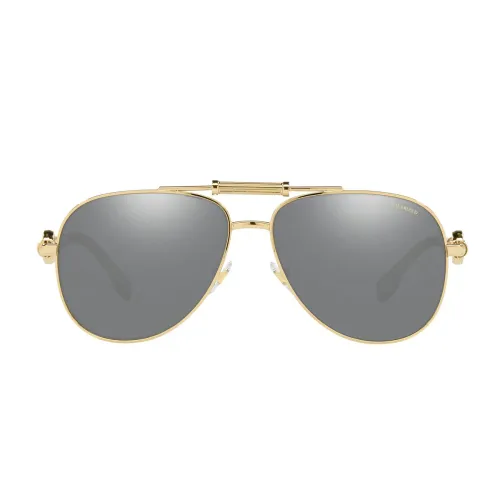 Versace , Gold Metal Pilot Sunglasses with Medusa Logo ,Yellow unisex, Sizes: