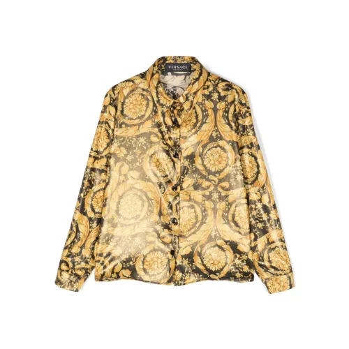Versace , Golden Barocco Print Shirt ,Yellow male, Sizes: