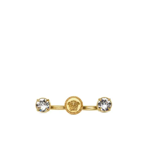 Versace , Golden Medusa Crystal Stud Earrings ,Yellow female, Sizes: M, L