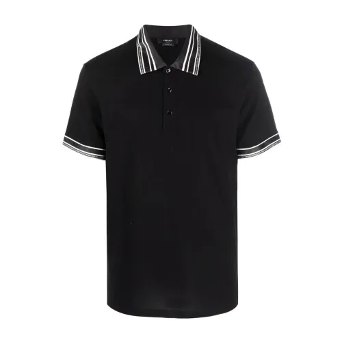 Versace , Greca Collar Polo Shirt ,Black male, Sizes: