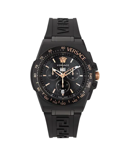 Versace Greca Extreme Chrono Mens Black Watch VE7H00323 Silicone - One Size