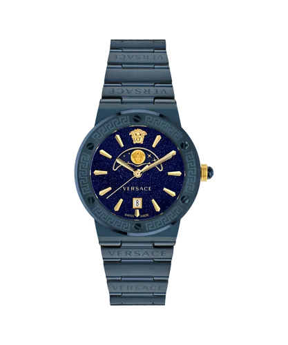 Versace Greca Logo Moonphase WoMens Blue Watch VE7G00423 Stainless Steel (archived) - One Size