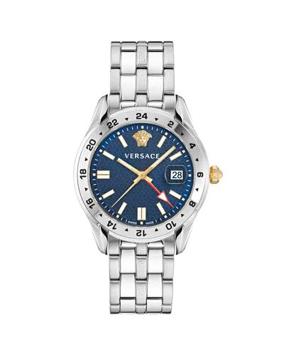 Versace Greca Time Gmt Mens Silver Watch VE7C00523 Stainless Steel (archived) - One Size