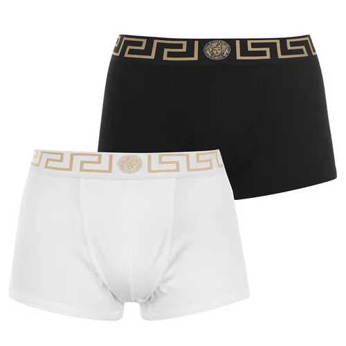 VERSACE ICON Two Pack Greca Waistband Trunks - White