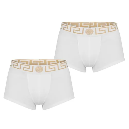 VERSACE ICON Two Pack Greca Waistband Trunks - White