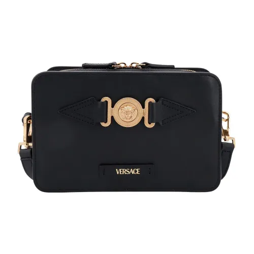 Versace , Iconic Medusa Leather Shoulder Bag ,Black male, Sizes: ONE SIZE