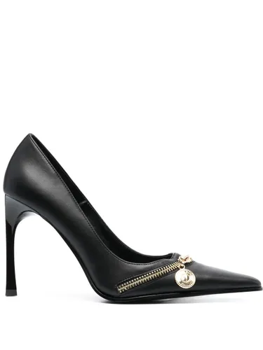 Versace Jeans Couture 95mm logo-plaque pointed-toe pumps - Black