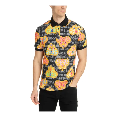 Versace Jeans Couture , Abstract Multicolour Polo Shirt ,Multicolor male, Sizes: