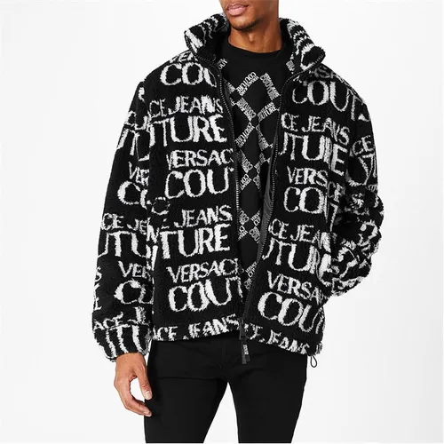 Versace Jeans Couture All Over Logo Fleece Jacket - Black