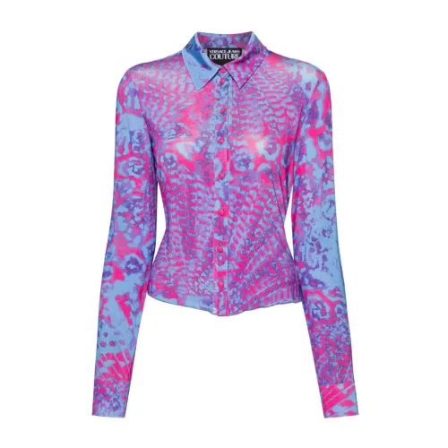 Versace Jeans Couture , Animal Print Multicolored Stretch Shirt ,Multicolor female, Sizes: