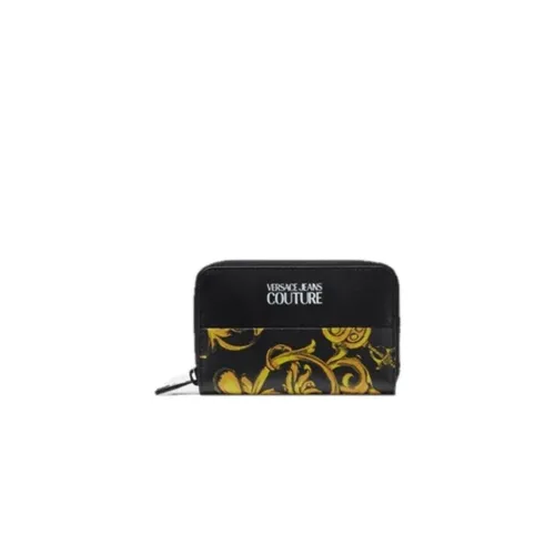 Versace Jeans Couture , Barocco Print Black Wallet for Modern Men ,Black male, Sizes: ONE SIZE