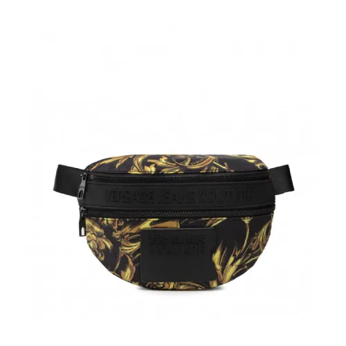 Versace Jeans Couture , Barocco Print Men`s Waist Bag ,Black male, Sizes: ONE SIZE