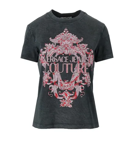 VERSACE JEANS COUTURE BAROQUE GREY PINK T-SHIRT