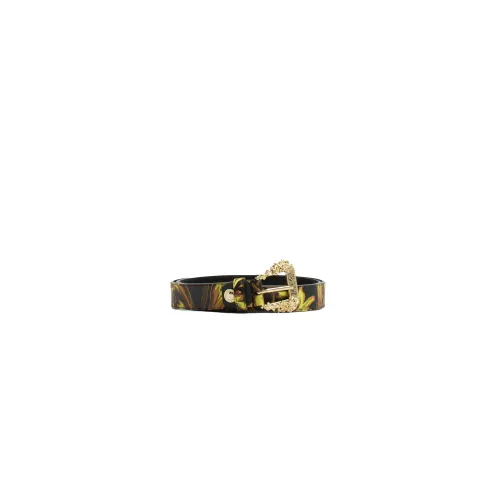 Versace Jeans Couture , Baroque Print Belt with Gold Details ,Black female, Sizes: