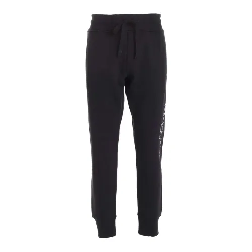 Versace Jeans Couture , Black Cotton Fleece Sweatpants ,Black male, Sizes: