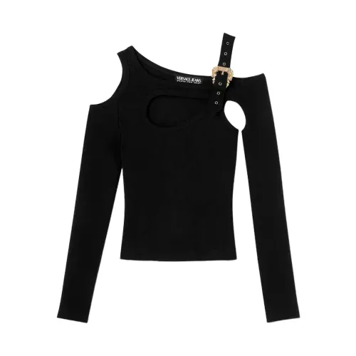 Versace Jeans Couture , Black Cutout Shoulder Top ,Black female, Sizes: