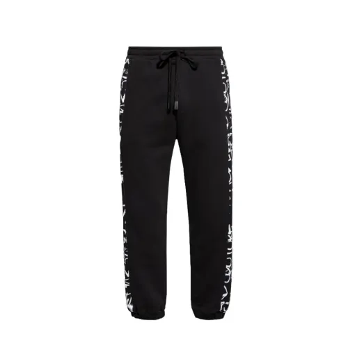 Versace Jeans Couture , Black Drawstring Trousers with Graphic Print ,Black male, Sizes: