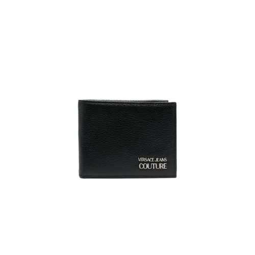Versace Jeans Couture , Black Leather Wallet with Logo Plaque ,Black male, Sizes: ONE SIZE